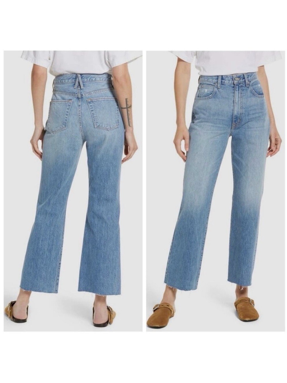 SLVRLAKE Frankie High Rise Kick Flare Crop Jeans in Better Days Wash SZ 26